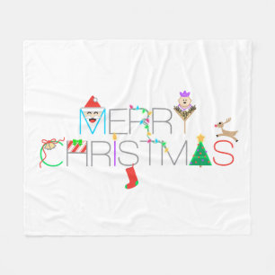 Merry Christmas Typography Fleece Blanket