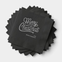 Merry Christmas Typography Foil Stamped Napkins