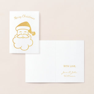 Merry Christmas Typography Gold Foil Santa Claus Card