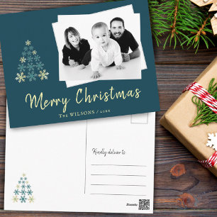 Merry Christmas Typography Holiday Photo Postcard