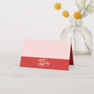 Merry Christmas Typography in Red   Holiday Place Card