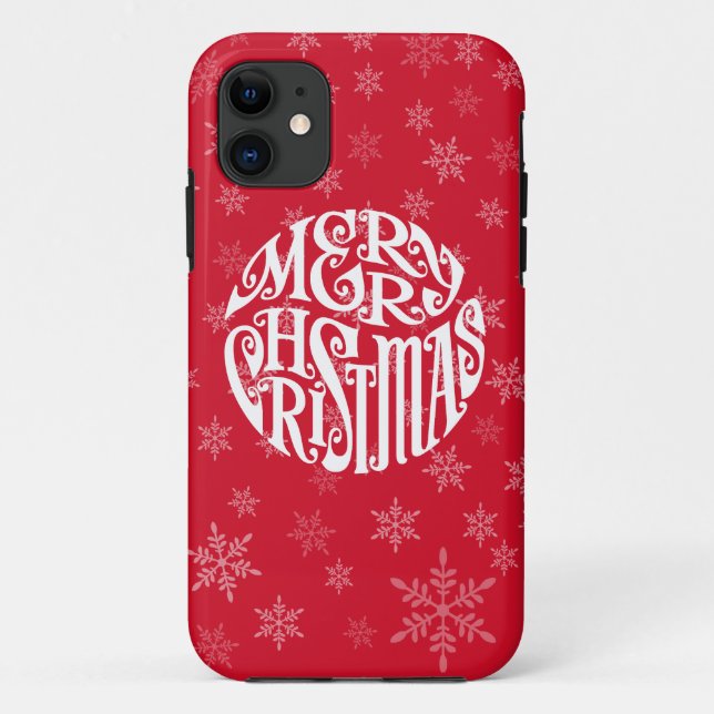 Merry Christmas Typography Joyful Greetings Case-Mate iPhone Case (Back)