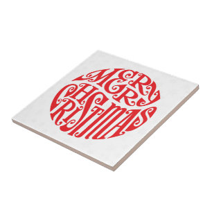 Merry Christmas Typography Joyful Greetings Tile