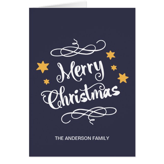Merry Christmas Typography Midnight Blue White (Front)