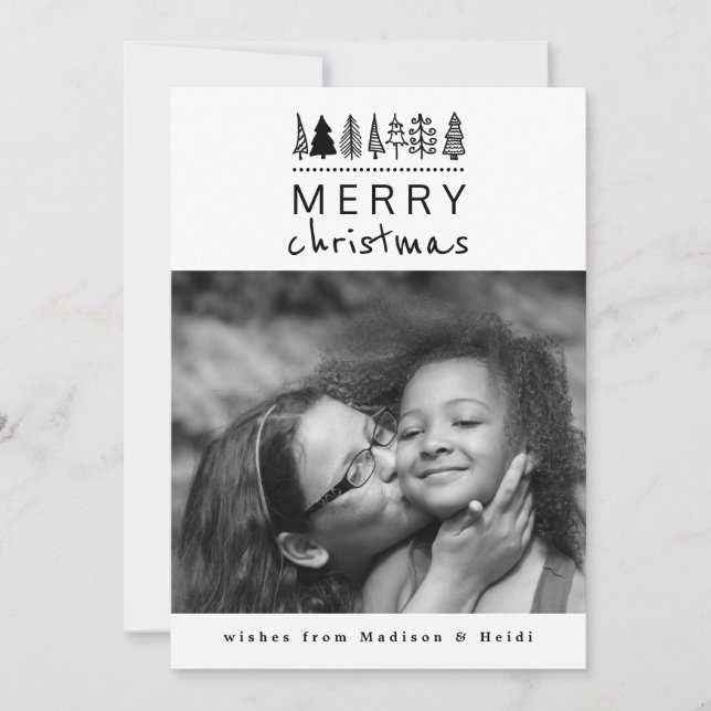 Merry Christmas Typography Modern Photo Holiday Card (Front)