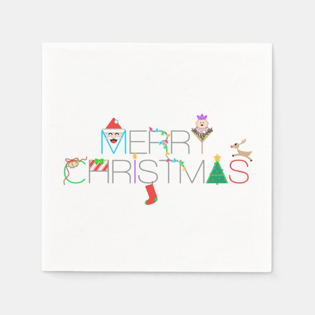 Merry Christmas Typography Napkin (Front)