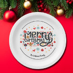 Merry Christmas Typography Paper Plate<br><div class="desc">Merry Christmas in a fun font is surrounded by cute holiday items on these whimsical paper plates. MATCHING items in our collection.</div>