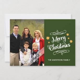Merry Christmas Typography Personalised Photo Gree Holiday Card