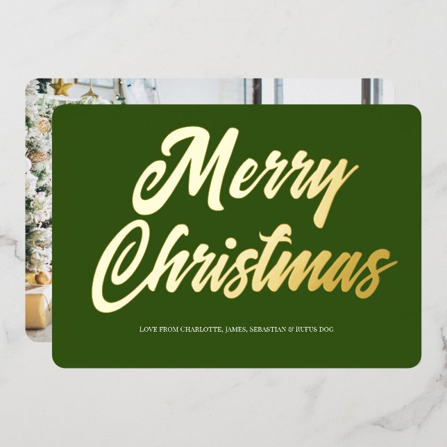 Merry Christmas Typography Photo Card (Front/Back)