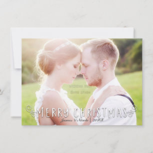 Merry Christmas Typography Photo Card Front & Back