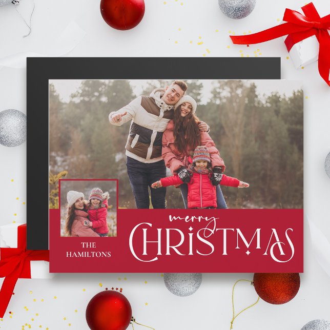 Merry Christmas Typography Red Two-Photo (Creator Uploaded)