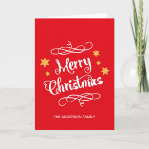 Merry Christmas Typography Red White Holiday Card