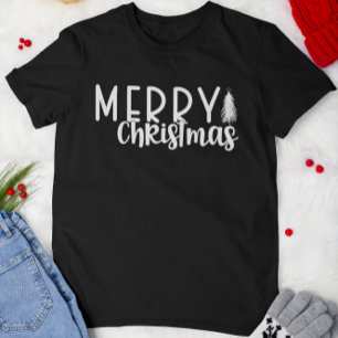 Merry Christmas Typography Script Christmas Tree T-Shirt