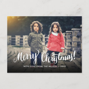Merry Christmas Typography Script Holiday Photo Postcard