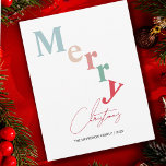 Merry Christmas typography simple light colour Holiday Card<br><div class="desc">Beautiful pastel colour Merry Christmas simple  Christmas  card can personalised with  family name and message .</div>