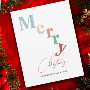 Merry Christmas typography simple light colour Holiday Card