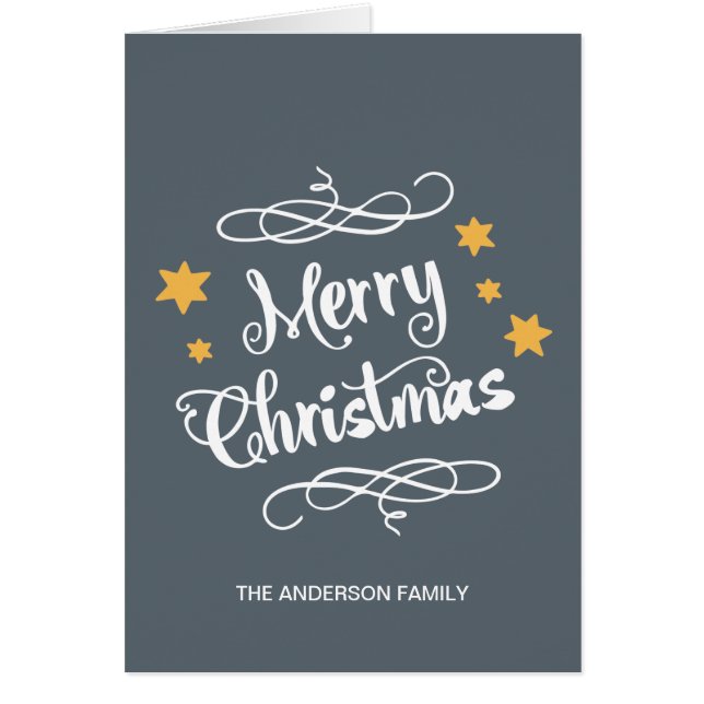 Merry Christmas Typography Slate Grey White (Front)
