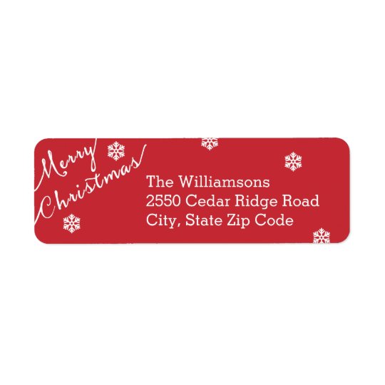 Merry Christmas Typography Snowflake Simple Return Address Label