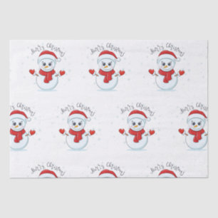 Merry Christmas Typography Snowman Holiday Winter Tissue Paper