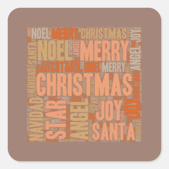 Merry Christmas Typography Square Sticker (Front)