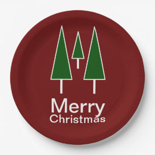 Merry Christmas Typography Tableware Paper Plate