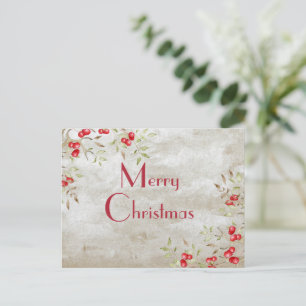 “Merry Christmas” Typography Watercolor Postcard