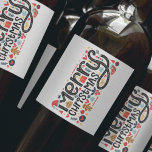 Merry Christmas Typography Wine Label<br><div class="desc">Merry Christmas in a fun font is surrounded by cute holiday items is a fun beverage label for wine,  champagne,  liquor bottles,  it's up to you. Perfect labels for holiday gift giving or to serve at your party.</div>