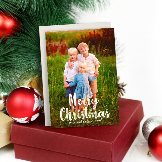 Merry Christmas Typograpy  Fun Family Photo Holiday Card (Merry Christmas Typograpy Fun Family Photo Holiday Card
)