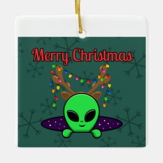 "Merry Christmas" UFO Alien Ornament