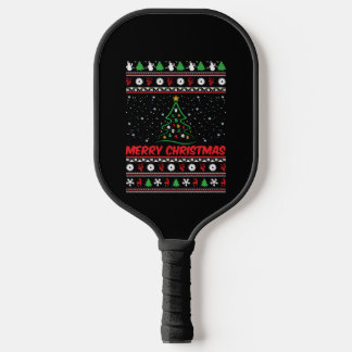 Merry Christmas Ugly Christmas Sweater Pickleball Paddle