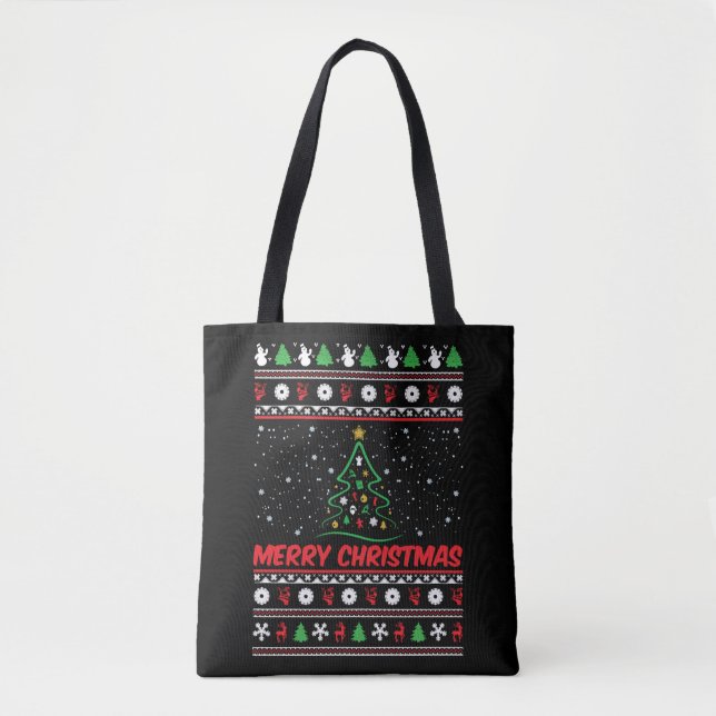 Merry Christmas Ugly Christmas Sweater Tote Bag (Front)