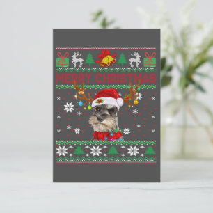 Merry Christmas Ugly Dog Schnauzer Santa Hat Thank You Card