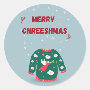 Merry Christmas Ugly Sweater Angel Classic Round Sticker