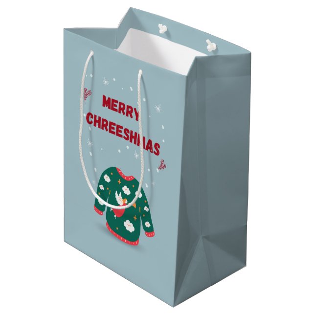 Merry Christmas Ugly Sweater Angel  Medium Gift Bag (Back Angled)