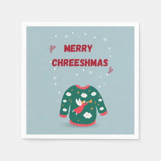 Merry Christmas Ugly Sweater Angel Napkin (Front)