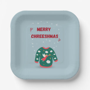 Merry Christmas Ugly Sweater Angel Paper Plate