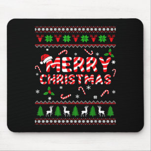 Merry Christmas Ugly Sweater Candy Cane Men Women  Mouse Mat