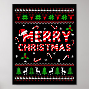 Merry Christmas Ugly Sweater Candy Cane Men Women Poster