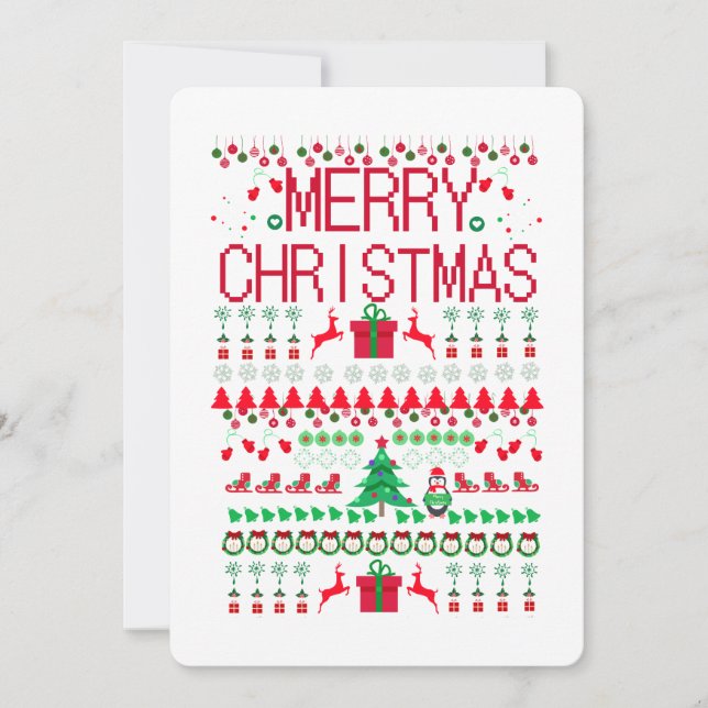 Merry Christmas Ugly Sweater style Holiday Card (Front)
