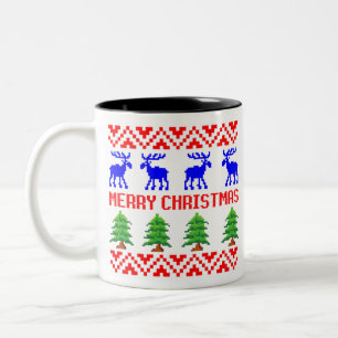 Merry Christmas Ugly Sweater Two-Tone Coffee Mug