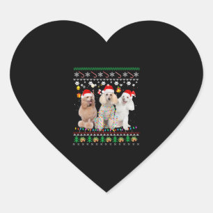 Merry Christmas Ugly Xmas Poodle Santa Hat Christm Heart Sticker