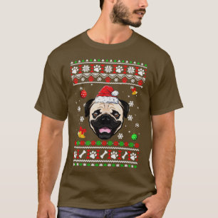 Merry Christmas Ugly Xmas Pug Santa Hat Funny T-Shirt