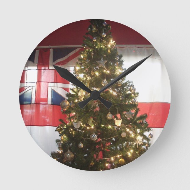 Merry Christmas UK. Round Clock (Front)