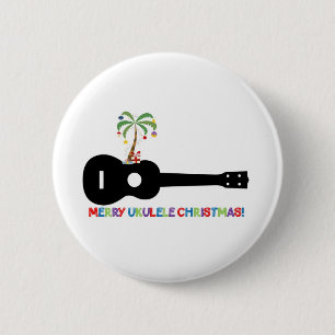 Merry Christmas Ukulele 6 Cm Round Badge