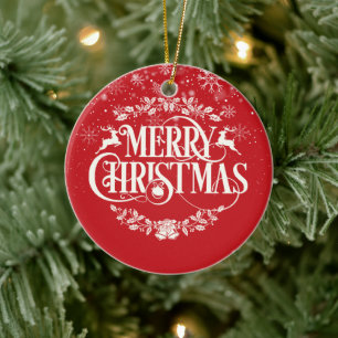 Merry Christmas Uncle Definition Snowflakes Script Ceramic Tree Decoration