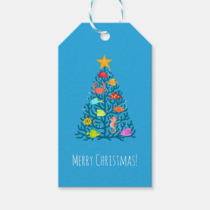 Merry Christmas Undersea Coral Tropical Fish Gift Tags