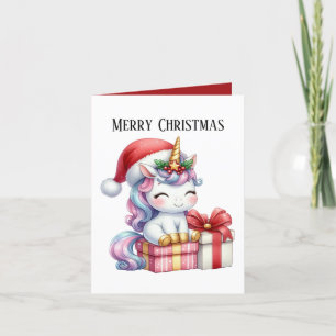 Merry Christmas unicorn add message Holiday Card
