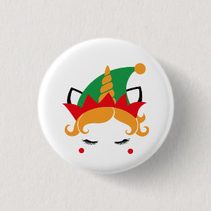 Merry Christmas Unicorn Elf Button