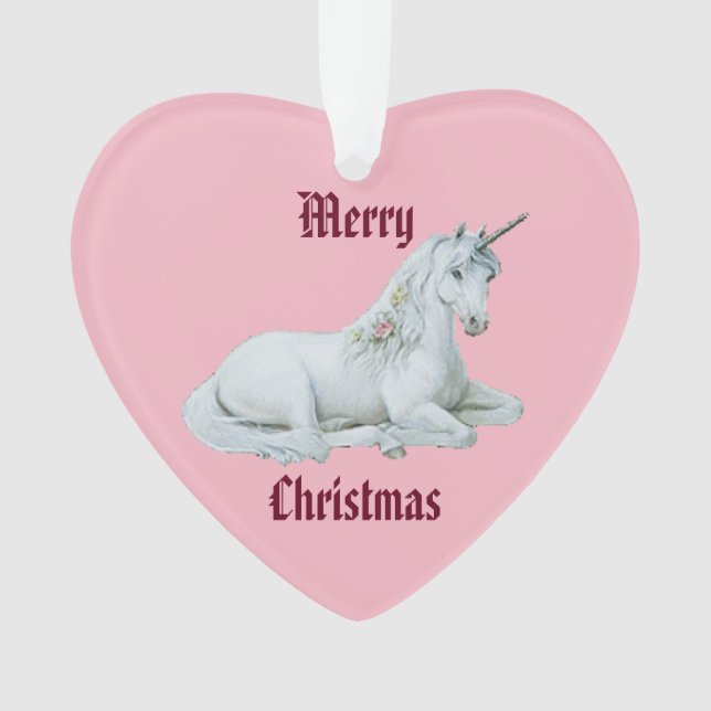 Merry Christmas Unicorn Ornament (Front)