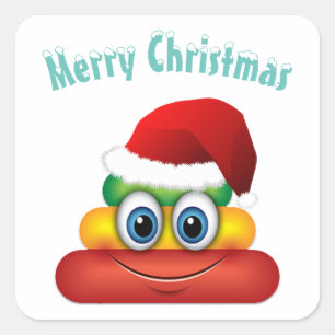Merry Christmas unicorn poop emoji Square Sticker